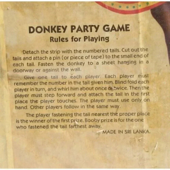 Vintage Pin The Tail On The Donkey Party Children's Game Poster Wall Art Nursery - Picture 2 of 4